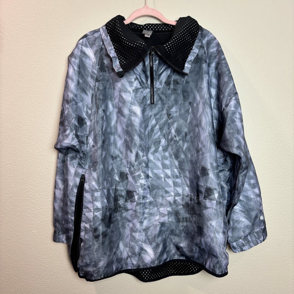 Champion Holographic Windbreaker Jacket Side Zip Vents‎ Funnel Neck Pockets 2XL - Picture 7 of 14